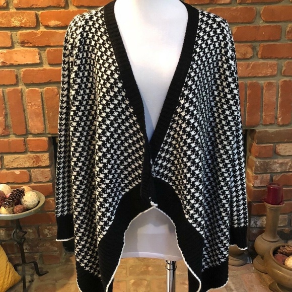Vintage HiLo Black White Open Front Sweater Jacket - Picture 4 of 11